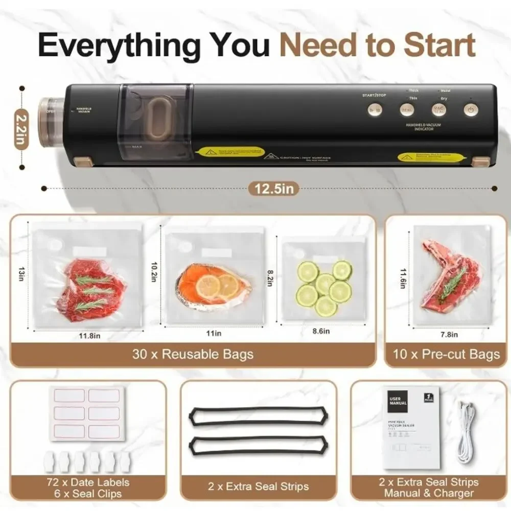 Vacuum Sealer with 40 Bags, 2 IN 1 Full Automatic Handheld and Countertop Sealer